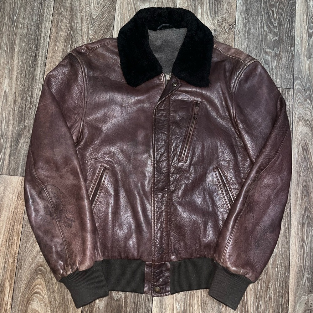 Ralph Lauren Purple Label Lambskin Shearling Collared Jacket